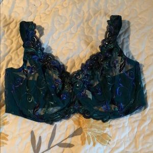 Emerald green lace bra